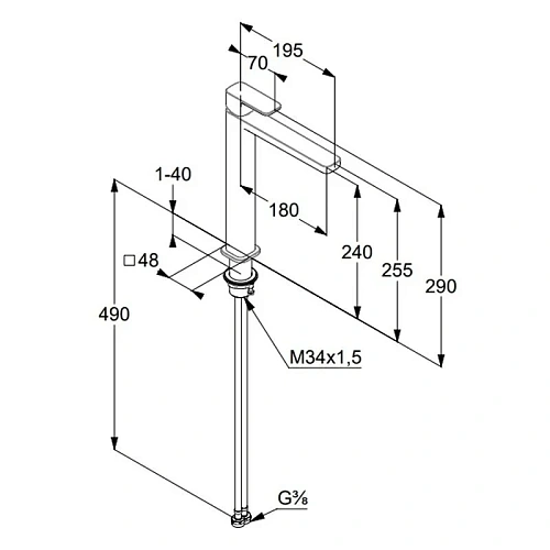 Смеситель для раковины Kludi RENON 42298N275 оружейная сталь Смеситель для раковины Kludi RENON 42298N275 оружейная сталь