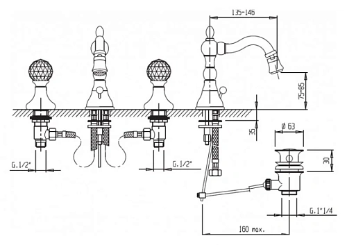 Смеситель для биде CEZARES ATLANTIS-BBS2-02-Sw Смеситель для биде CEZARES ATLANTIS-BBS2-02-Sw