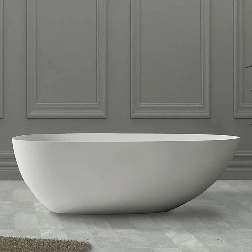 Ванна отдельностоящая ABBER AS9611-1.6 160x75 универсальная, белая матовая, искусственный камень Ванна отдельностоящая ABBER AS9611-1.6 160x75 универсальная, белая матовая, искусственный камень