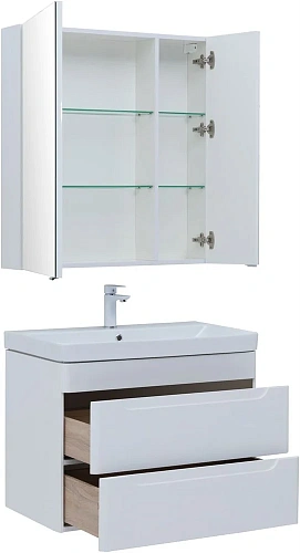 Комплект мебели Aquanet София 80 белый глянец (2 ящика) 00274199 Комплект мебели Aquanet София 80 белый глянец (2 ящика) 00274199