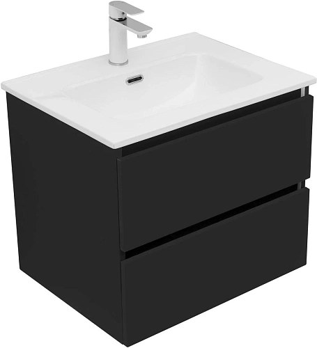Тумба под раковину Aquanet Вега 2.0 60 черный 00337953 подвесная Тумба под раковину Aquanet Вега 2.0 60 черный 00337953 подвесная