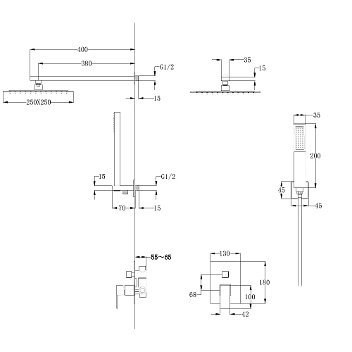 Душевая система ABBER Daheim AF8219SP скрытого монтажа без излива, сатин Душевая система ABBER Daheim AF8219SP скрытого монтажа без излива, сатин