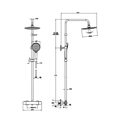 Душевая система Vitra Aquaheat A47200EXP термостатическая, хром Душевая система Vitra Aquaheat A47200EXP термостатическая, хром