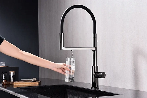 Смеситель для кухни Paulmark Tornado глянцевый черный To213402-GB Смеситель для кухни Paulmark Tornado глянцевый черный To213402-GB
