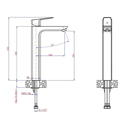 Смеситель для раковины Paini Viva Style P4YO205LL без донного клапана, высокий, черный Смеситель для раковины Paini Viva Style P4YO205LL без донного клапана, высокий, черный
