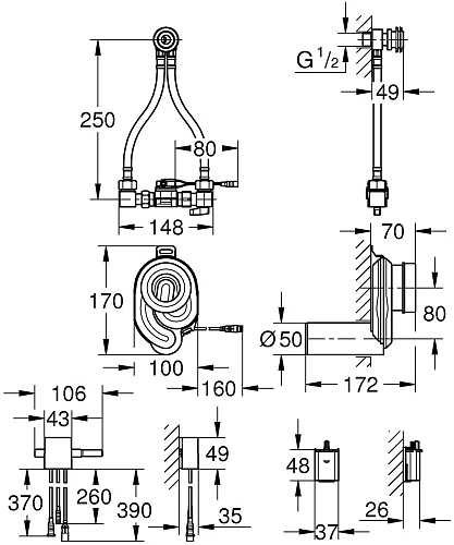 Сифон для писсуара GROHE с температурным датчиком, 6V (39367000) Сифон для писсуара GROHE с температурным датчиком, 6V (39367000)
