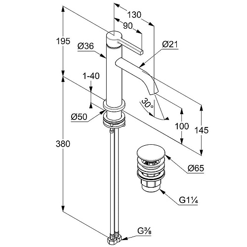 Смеситель для раковины Kludi NOVA FONTE 20289N215 оружейная сталь Смеситель для раковины Kludi NOVA FONTE 20289N215 оружейная сталь