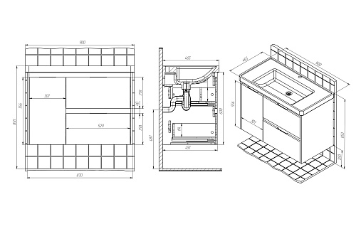 Тумба под раковину BRIZ Чикаго 90 см 241 03-20090-15 00 БТН, бетон Тумба под раковину BRIZ Чикаго 90 см 241 03-20090-15 00 БТН, бетон