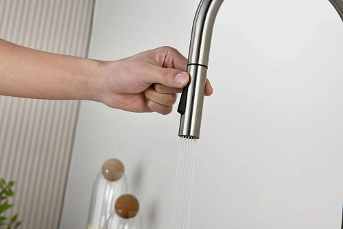 Смеситель для кухни AQUAme Cucina AQM9901BN с выдвижным изливом,никель шлифованный Смеситель для кухни AQUAme Cucina AQM9901BN с выдвижным изливом,никель шлифованный