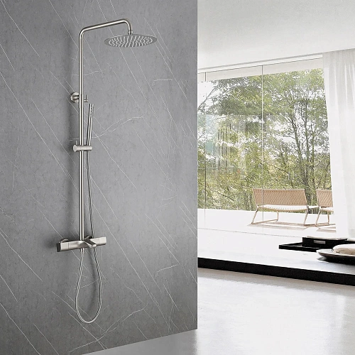 Душевая система ABBER Thermostat AF8516SPL с термостатом и изливом, сатин Душевая система ABBER Thermostat AF8516SPL с термостатом и изливом, сатин