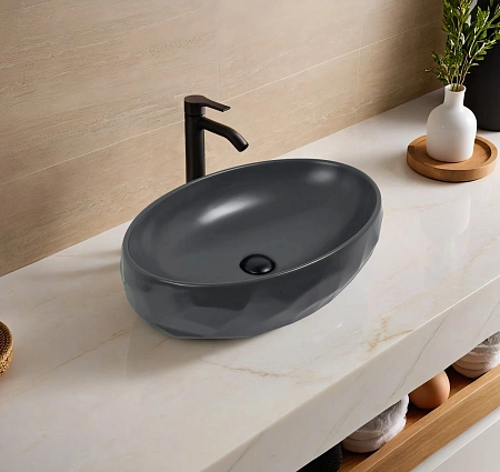 Раковина Gid Dgm9030wx 53406 накладная серая матовая 60x40x15