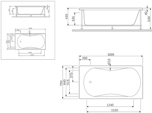 Каркас для ванны AM.PM Bliss L W53A-170-075W-R 170х75 см Каркас для ванны AM.PM Bliss L W53A-170-075W-R 170х75 см