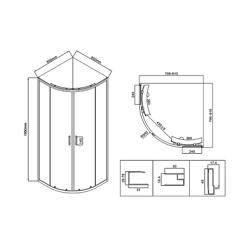 Душевой уголок Vincea City VSQ-5CT800CL, 800x800, хром, стекло прозрачное Душевой уголок Vincea City VSQ-5CT800CL, 800x800, хром, стекло прозрачное