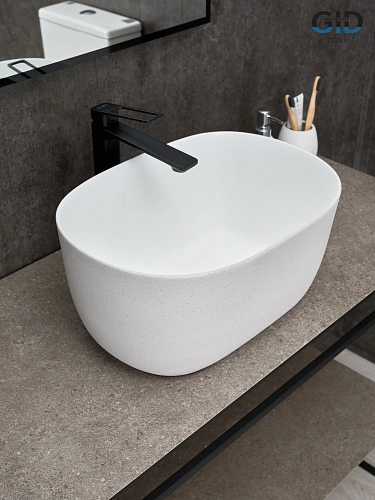 Раковина Gid N9302wg 51220 накладная белая матовая / белая графит 45x32x22 Раковина Gid N9302wg 51220 накладная белая матовая / белая графит 45x32x22