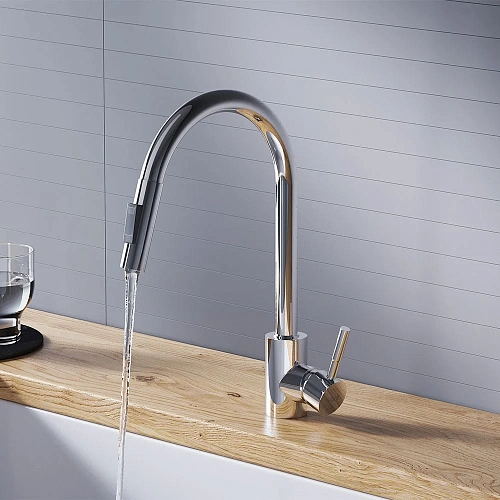 Смеситель для кухни Dorff Logic D3007500 с вытягивающимся изливом, хром Смеситель для кухни Dorff Logic D3007500 с вытягивающимся изливом, хром