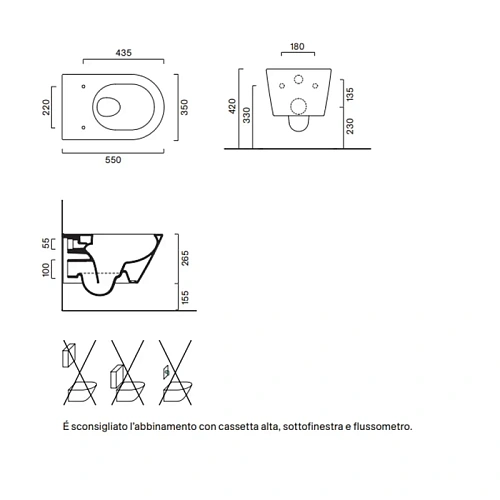Унитаз подвесной Catalano Zero 0111550001 55x35, безободковый, белый глянцевый Унитаз подвесной Catalano Zero 0111550001 55x35, безободковый, белый глянцевый