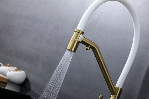 Смеситель для кухни Raglo R81.62.03 с гибким изливом с подключением к фильтру, золотой сатин Смеситель для кухни Raglo R81.62.03 с гибким изливом с подключением к фильтру, золотой сатин