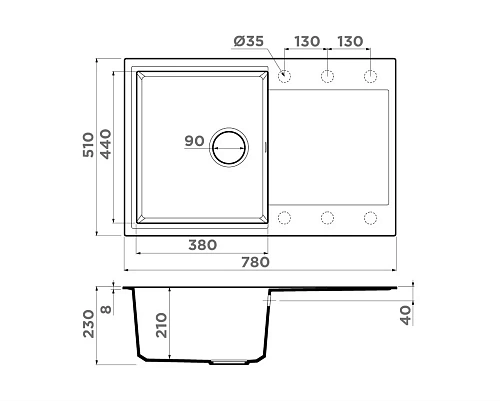Кухонная мойка Omoikiri Daisen 78T-GR Tetogranit/leningrad grey 4993584 Кухонная мойка Omoikiri Daisen 78T-GR Tetogranit/leningrad grey 4993584