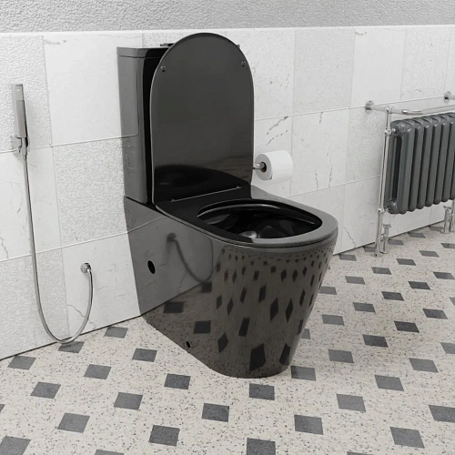 Унитаз напольный CeramaLux 2178 -18 черный с крышкой микролифт Унитаз напольный CeramaLux 2178 -18 черный с крышкой микролифт