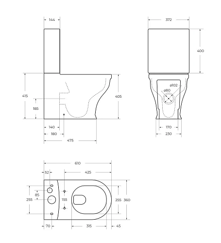 Унитаз напольный CEZARES GIUBILEO CZR-165-CPR/CZR-6045-SC безободковый с сиденьем Унитаз напольный CEZARES GIUBILEO CZR-165-CPR/CZR-6045-SC безободковый с сиденьем