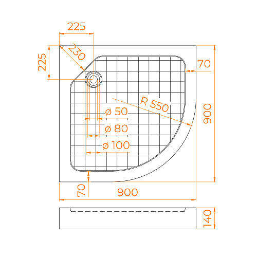 Душевой поддон RGW SMC SMC/R W 900x900 мм 57350499-01 полукруглый белый Душевой поддон RGW SMC SMC/R W 900x900 мм 57350499-01 полукруглый белый