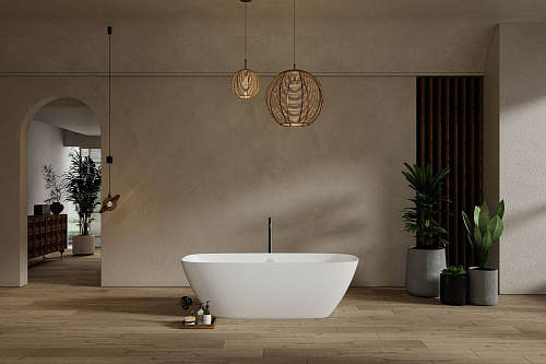 Ванна отдельностоящая ABBER AS9632 165x70,5 универсальная, белая матовая, искусственный камень Ванна отдельностоящая ABBER AS9632 165x70,5 универсальная, белая матовая, искусственный камень