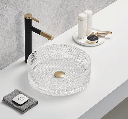 Раковина CeramaLux GL01 накладная, прозрачное стекло