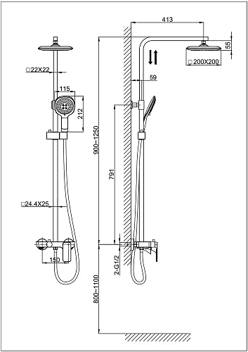 Душевая система D&K Berlin Humboldt DA1433712A02 Душевая система D&K Berlin Humboldt DA1433712A02