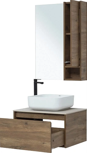 Комплект мебели STWORKI Карлстад 60 дуб рустикальный, простоун беж, с отверстием под смеситель в сто 425192 Комплект мебели STWORKI Карлстад 60 дуб рустикальный, простоун беж, с отверстием под смеситель в сто 425192