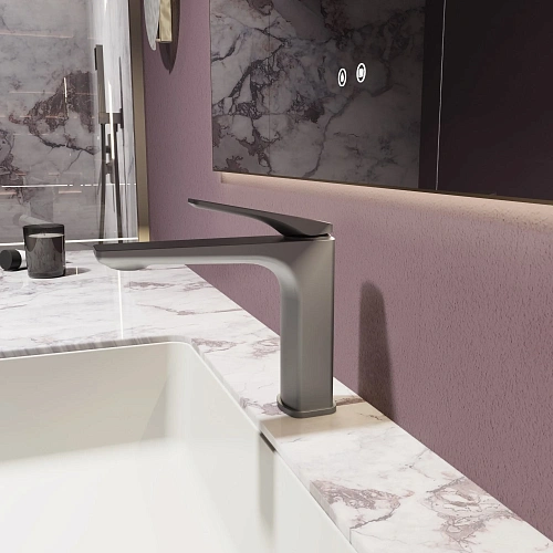 Смеситель для раковины Vincea Puro VBF-5P01GM вороненая сталь Смеситель для раковины Vincea Puro VBF-5P01GM вороненая сталь