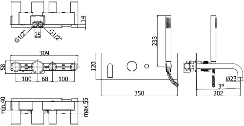 Смеситель для ванны Paffoni Jo JO001NO (с внутренней частью) Смеситель для ванны Paffoni Jo JO001NO (с внутренней частью)