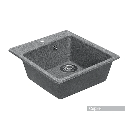 Кухонная мойка Aquaton Парма 1A713032PM230 из литого мрамора, квадратная, серая Кухонная мойка Aquaton Парма 1A713032PM230 из литого мрамора, квадратная, серая