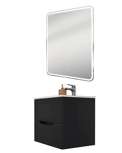 Тумба с раковиной Orange Line Li-60Tub+Ra подвесная, черный матовый Тумба с раковиной Orange Line Li-60Tub+Ra подвесная, черный матовый