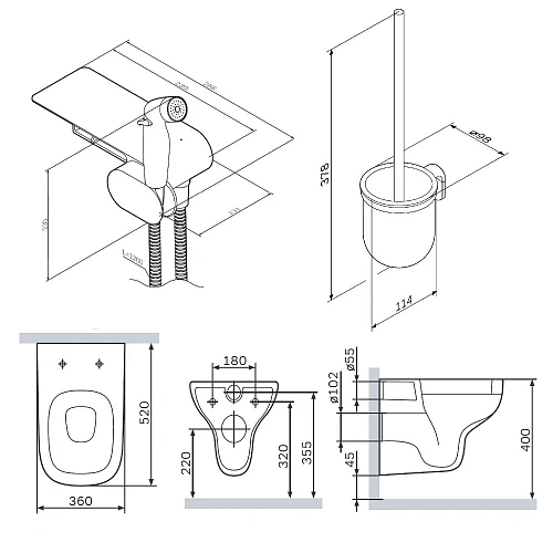 Унитаз подвесной AM.PM X-Joy S CK85H0803B с сиденьем в наборе с гигиеническим душем Унитаз подвесной AM.PM X-Joy S CK85H0803B с сиденьем в наборе с гигиеническим душем