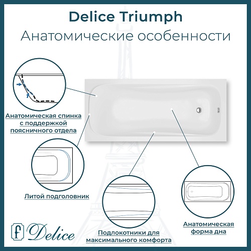 Ванна из искусственного камня Delice Triumph 180х80 DLR330012-M матовая Ванна из искусственного камня Delice Triumph 180х80 DLR330012-M матовая