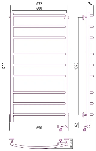 Полотенцесушитель электрический Сунержа Галант 2.0 1200х600 МЭМ правый 30-5201-1260 Матовый белый Полотенцесушитель электрический Сунержа Галант 2.0 1200х600 МЭМ правый 30-5201-1260 Матовый белый