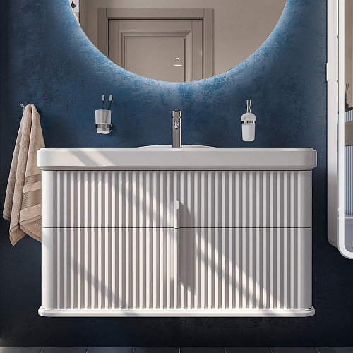 Тумба с раковиной STWORKI Молде 95 белая, с сифоном 579358 Тумба с раковиной STWORKI Молде 95 белая, с сифоном 579358