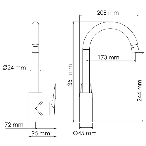 Смеситель для кухни WasserKRAFT Glan 6607 черный Смеситель для кухни WasserKRAFT Glan 6607 черный