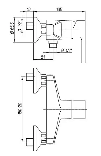 Смеситель для душа Paini Arena 92CR511FL ручка Flat Смеситель для душа Paini Arena 92CR511FL ручка Flat