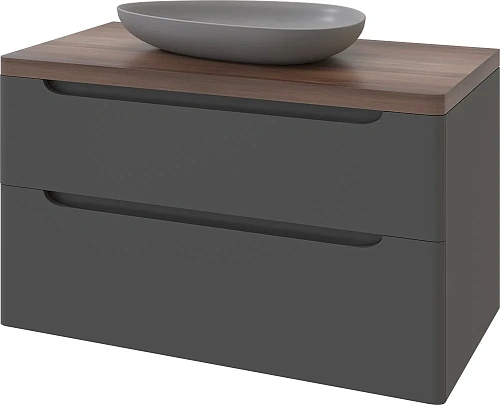 Тумба с раковиной STWORKI Берген 100 серая с темной столешницей, Bocchi Etna 1114-006-0125 568039 Тумба с раковиной STWORKI Берген 100 серая с темной столешницей, Bocchi Etna 1114-006-0125 568039