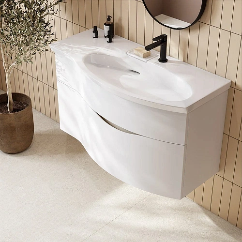 Раковина Kerama Marazzi RIVA мебельная правая с крепежом 100, белая глянцевая RV.wb.100Rh Раковина Kerama Marazzi RIVA мебельная правая с крепежом 100, белая глянцевая RV.wb.100Rh