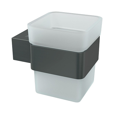 Стакан Lemark SMOOTH LINE с держателем, графит 9736015