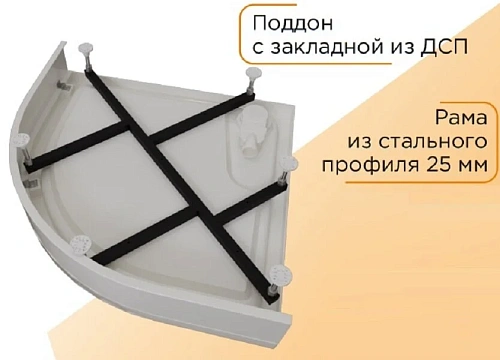 Душевой поддон Radomir Берген RD 100х100 1-11-6-0-0-351 радиальный с каркасом и сифоном черный Душевой поддон Radomir Берген RD 100х100 1-11-6-0-0-351 радиальный с каркасом и сифоном черный