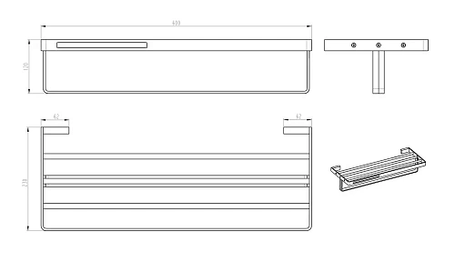 Полотенцедержатель Boheme Gold & black Q 10947-G-B Полотенцедержатель Boheme Gold & black Q 10947-G-B