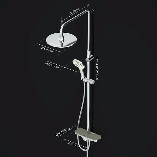 Душевая система AM.PM Like F0780200 верхний душ 250мм, штанга 1030-1460 мм Душевая система AM.PM Like F0780200 верхний душ 250мм, штанга 1030-1460 мм