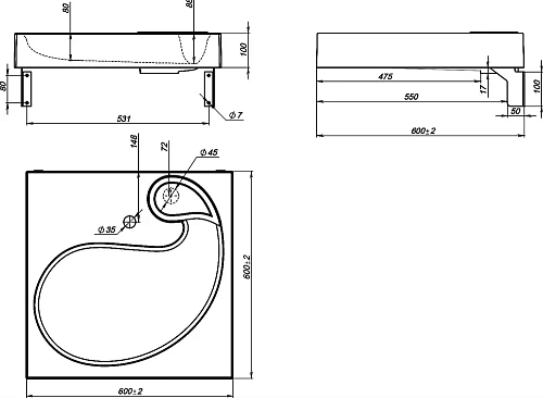 Раковина STWORKI Дублин 60 см черная матовая, на стиральную машину 558133 Раковина STWORKI Дублин 60 см черная матовая, на стиральную машину 558133