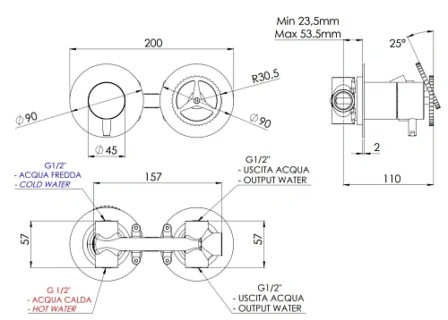 Смеситель для душа Remer Chrono CH93ZP Смеситель для душа Remer Chrono CH93ZP
