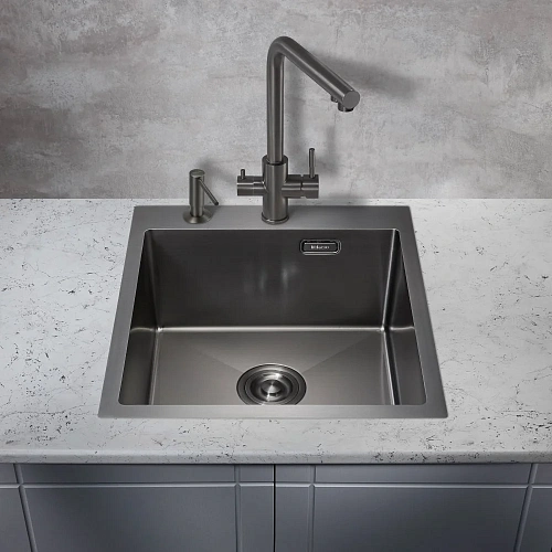 Кухонная мойка Milacio Denia 46 Steel (MC.77479) сталь воронёная Кухонная мойка Milacio Denia 46 Steel (MC.77479) сталь воронёная