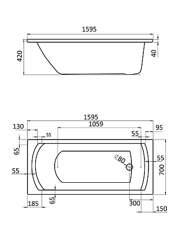 Акриловая ванна Santek Монако 160x70 белая 1.WH11.1.977 Акриловая ванна Santek Монако 160x70 белая 1.WH11.1.977