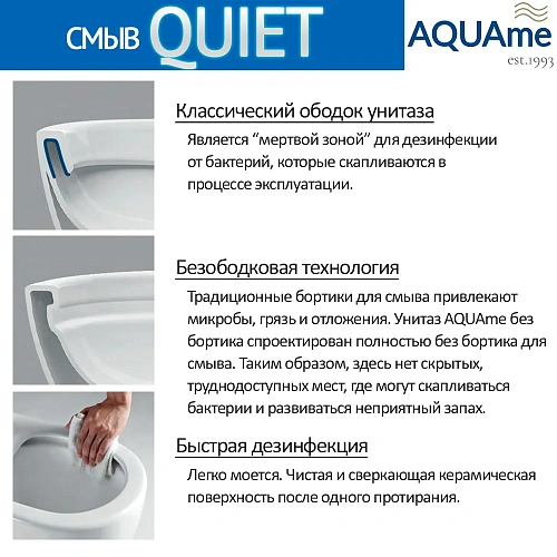Унитаз подвесной AQUAme AQM2002L с сиденьем SoftClose, смыв QUIET 520x365x360 Унитаз подвесной AQUAme AQM2002L с сиденьем SoftClose, смыв QUIET 520x365x360